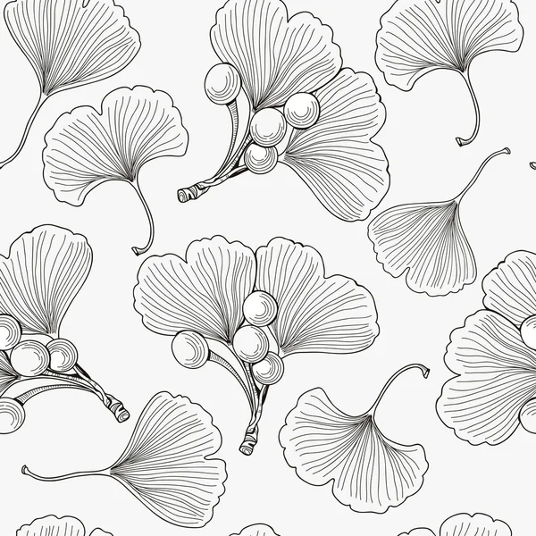 Modèle sans couture avec des feuilles de ginkgo. Texture végétale vectorielle. — Image vectorielle