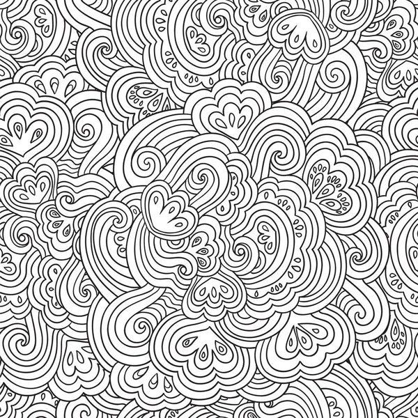 Nahtloses psychedelisches Muster mit verrückten schwarz-weißen Zierelementen. — Stockvektor