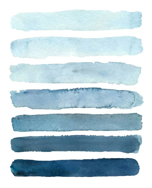 Ensemble d'échantillons d'aquarelle à dégradé bleu. Graphique vectoriel. — Image vectorielle