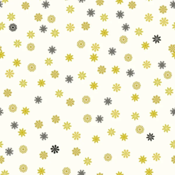 Seamless pattern with cute golden original snowflakes. — Stock Vector