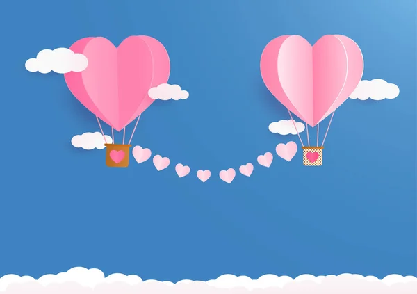 Walentynki Tło Balonów Chmur Serca — Wektor stockowy