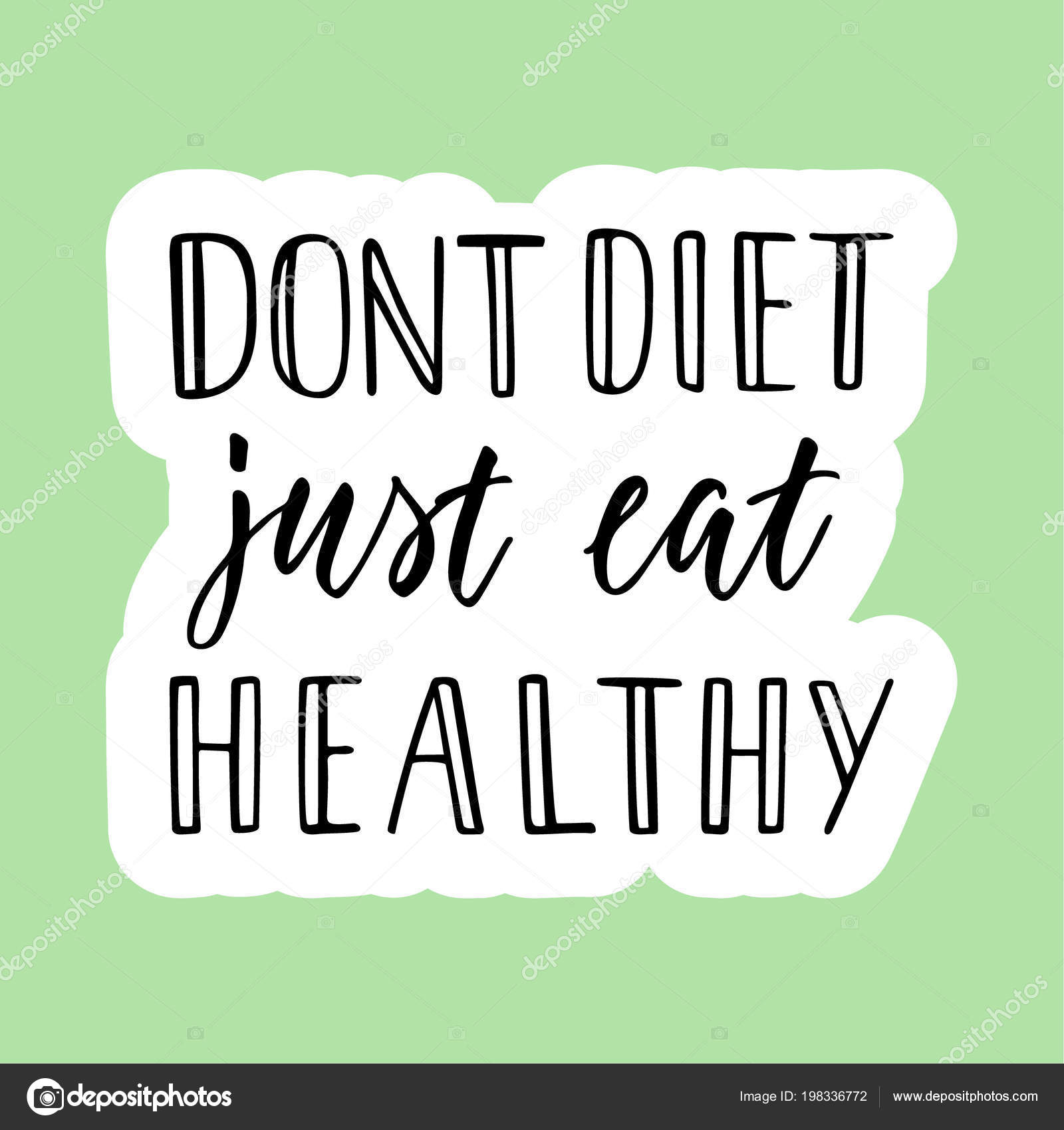 Don t Diet Just Eat Healthy Healthy Lifestyle Sticker Label Stock