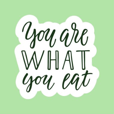 Ne yemek olduğunu! Sağlıklı yaşam tarzı sticker etiket. 