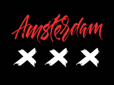 Amsterdam ifade hat işareti ile siyah, beyaz ve kırmızı renklerde haçlar.