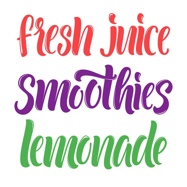 Beschriftung Der Erfrischungsgetränke Frischer Saft Smoothies Limonade — Stockvektor
