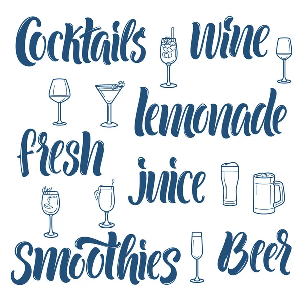 Bar ile letterings ve gözlük Icons set menü tasarımı.