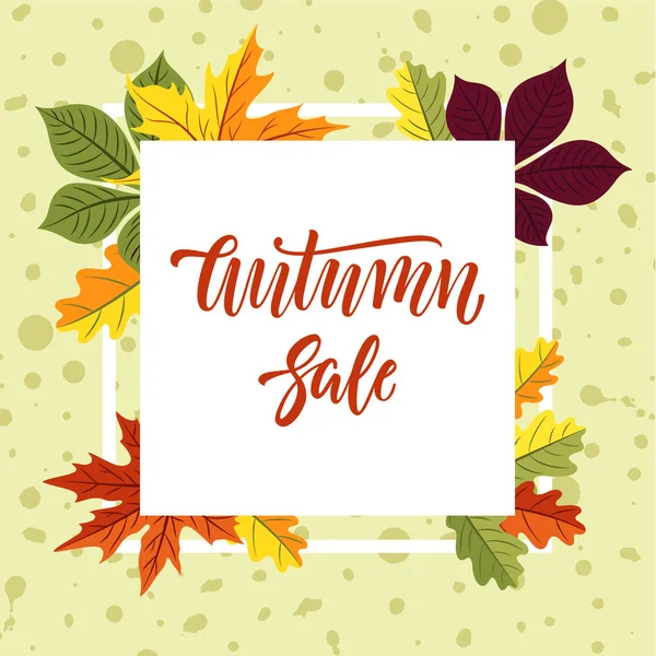 Sonbahar satış banner tasarımı ile yazı ve renkli mürekkep lekeleri arka plan boyalı bırakır.