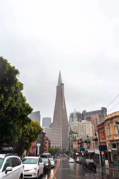 Centro San Francisco Con Suoi Edifici Nebbia Centri Commerciali — Foto Stock