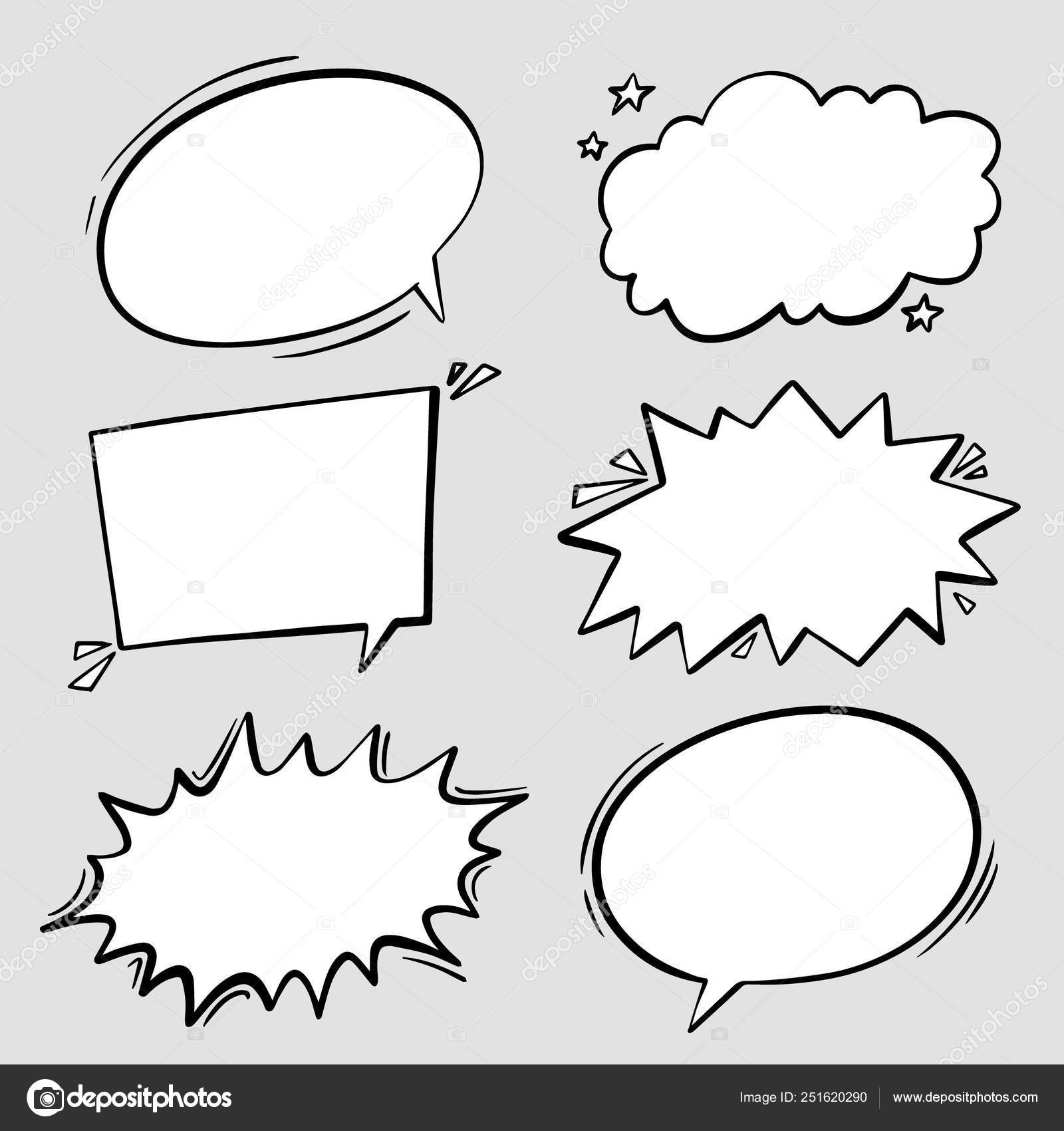 Comics Bubble Speech Set Outline Sketch Style Stock Vector by ©Julija ...