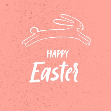 Mutlu Paskalyalar! Modern hat yazı ile atlama bunny illüstrasyon.