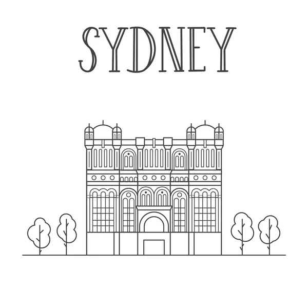 Queen Victoria Building Line Art Illustration Sydney Australia — Stock Vector