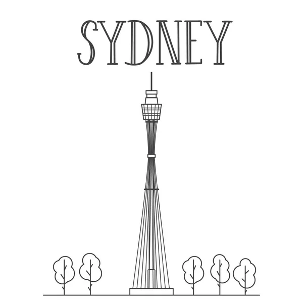 Sydney Tower Line Art Illustration — Stock Vector