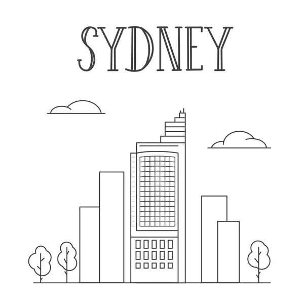 Chifley Tower Line Art Illustration Сидней Австралия — стоковый вектор