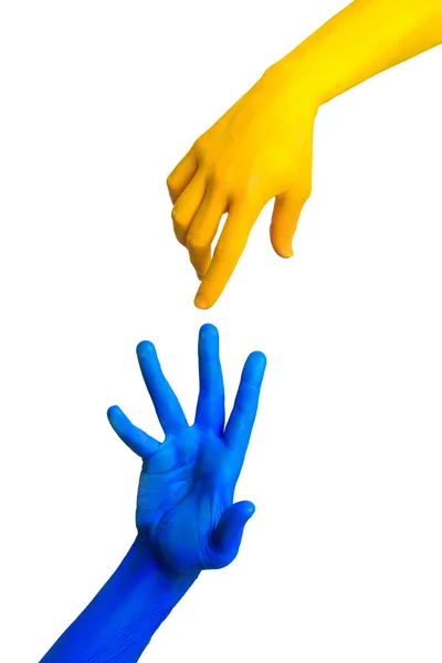 Bild farbiger Hände in verschiedenen Posen — Stockfoto