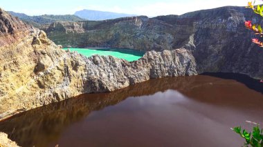 Beautiful view of the the lake on Kelimutu Mountain, Located in Ende, Indonesia clipart