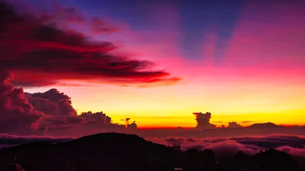 Incredibile Epica Vista Sul Tramonto Della Montagna Bromo Situato East — Foto Stock