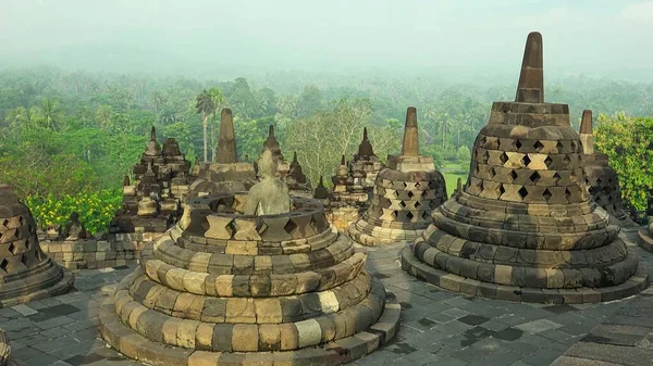 Incredibile Tempio Borobudur Con Ambiente Verde Questo Più Grande Tempio — Foto Stock