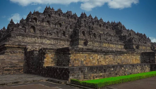 Tempio Borobudur Con Cielo Blu Brillante Questo Più Grande Tempio — Foto Stock