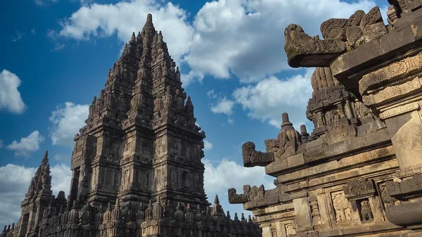 Tempio Prambanan Contro Bel Cielo Blu Tempio Prambanan Stato Costruito — Foto Stock