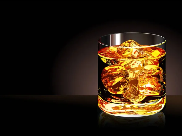 Vektorüveg Whisky Jéggel — Stock Vector