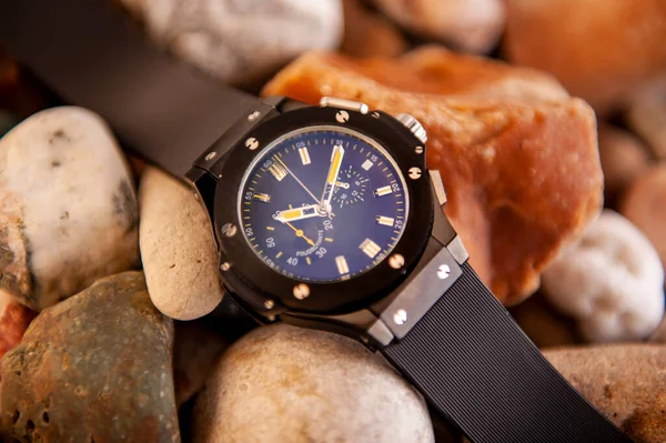 Elegant Wrist Watch Closeup Stone Background — Stock Photo, Image