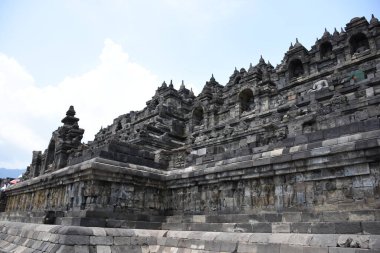 Magelang, Merkez Java, Endonezya. Şubat 2017 'de çekilmiş. Borobudur Tapınağından güzel bir manzara.