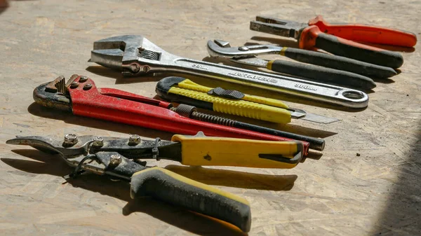 Verschiedene Reparaturwerkzeuge Ein Muss Für Männer Ausrüstung Für Den Bau — Stockfoto
