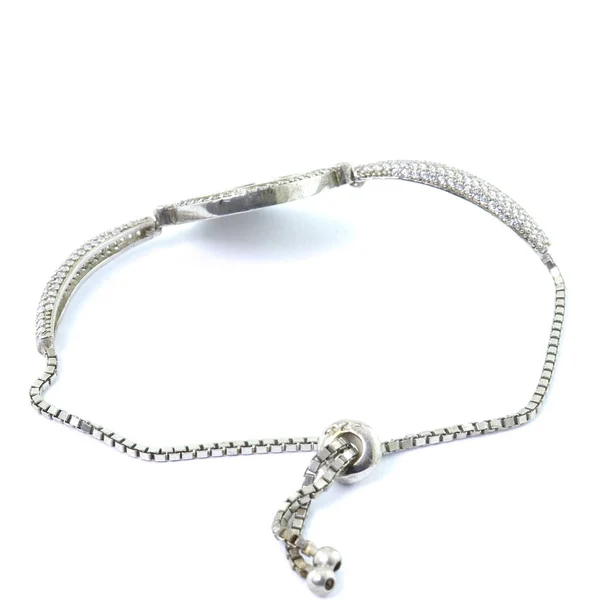 Bracelet Argent Sur Fond Blanc — Photo