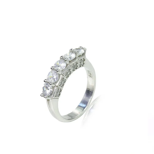 Diamant Kvinnlig Ring Vit Bakgrund — Stockfoto