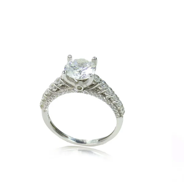 Diamond Female Ring White Background — Stock Photo, Image