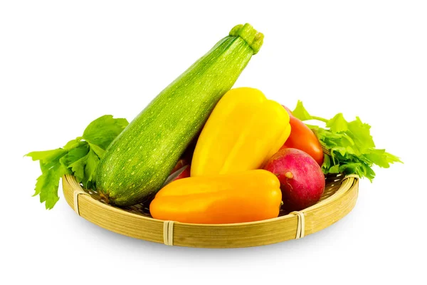Sada Zeleniny Košíku Izolované Bílém Pozadí — Stock fotografie