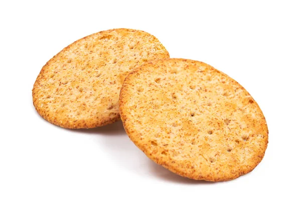 Bakade Runda Cracker Chips Isolerad Vit Bakgrund — Stockfoto