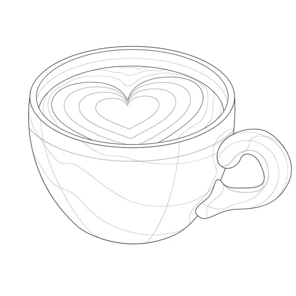 Una Taza Café Libro Para Colorear Antiestrés Para Niños Adultos — Vector de stock