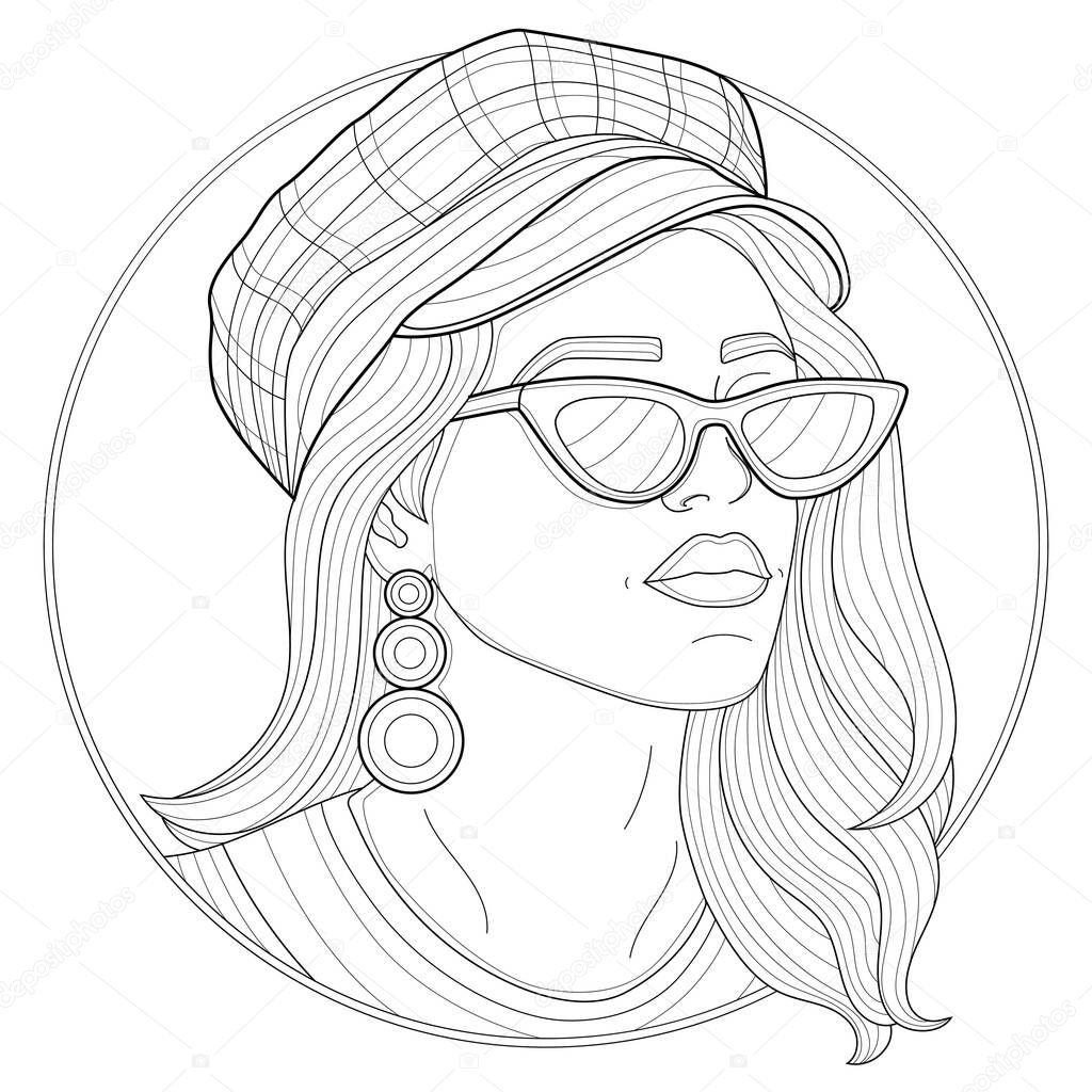 Vettoriale stockBella Ragazza Berretto Occhiali Con Orecchino Libro Colorare  Antistress Bambini di ©vlasenko.ekaterinka1996@gmail.com #412416866, image size:1024x1024