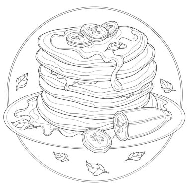 Muzlu, naneli ve ballı leziz gözlemeler. Çocuklar ve yetişkinler için boyama kitabı antistresi. Resimler beyaz arka planda izole edildi. Zen-karmaşası tarzı. Siyah beyaz çizim