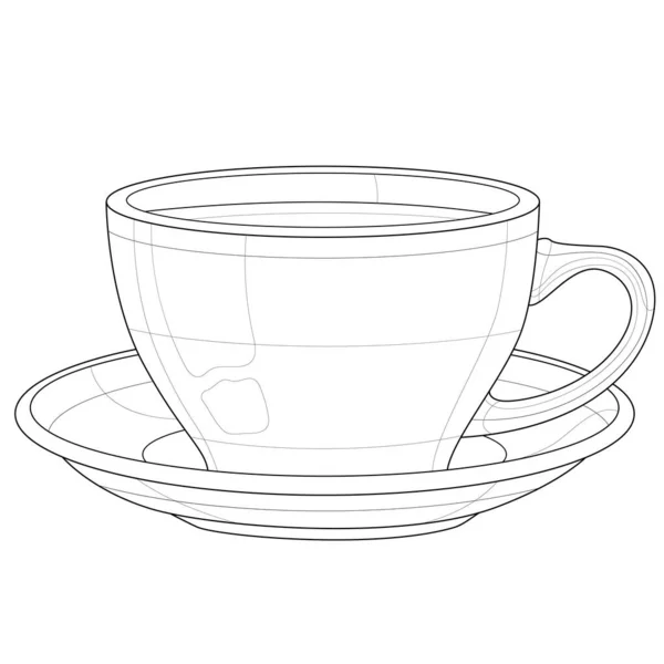 Een Kopje Koffie Kleurboek Antistress Voor Kinderen Volwassenen Illustratie Geïsoleerd — Stockvector