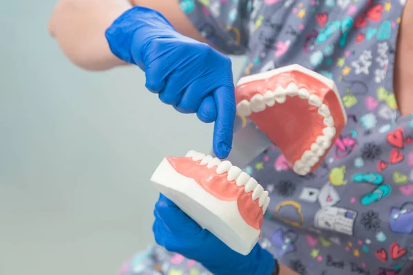 Dentysta Narzędziami Stomatologicznymi Zębami — Zdjęcie stockowe