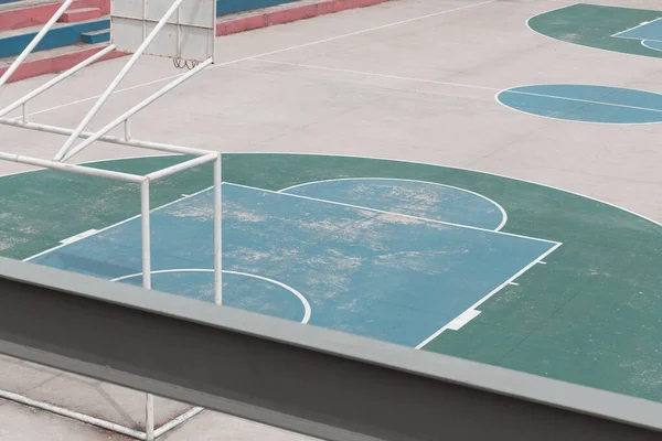 Cement Basketball Soccer Court Painted Different Colors Alone Photo Daylight — Stock Photo, Image