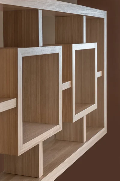 Muebles Madera Marrón Claro Líneas Geométricas Estilo Minimalista Con Cuadrados —  Fotos de Stock