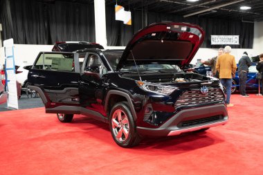 Novi, Michigan, ABD - 01.04.2020: Güneydoğu Michigan Otomobil Fuarı ve 2020 otomobil ve kamyonun tamamı.