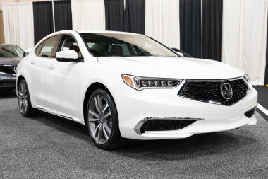 Toledo, Ohio, ABD - 02.07.2020: Büyük Toledo Otomobil Fuarı 2020, The Blade tarafından sunuldu, en yeni araç modelleri ve otomotiv teknolojisinde son gelişmeler.