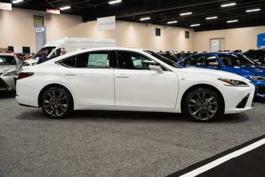 Toledo, Ohio, ABD - 02.07.2020: Büyük Toledo Otomobil Fuarı 2020, The Blade tarafından sunuldu, en yeni araç modelleri ve otomotiv teknolojisinde son gelişmeler.