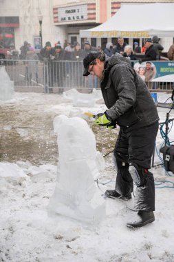 Plymouth, Michigan, ABD - 01.12.2020: Plymouth Buz Festivali 2020.