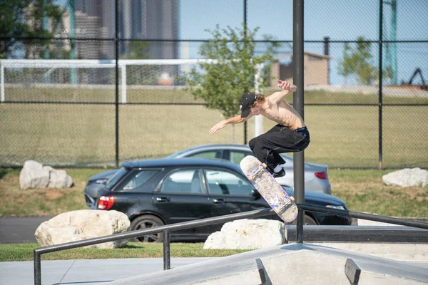 Detroit Michigan États Unis 2019 Les Patineurs Entraînent Leurs Tricks — Photo