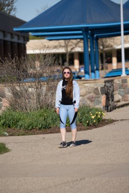 Harrison Township, Michigan, ABD - 15 Mayıs 2020: Covid-19 Corona Virüsü sırasında Michigan Metro Parkı etkinliği.