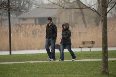 Harrison Township, Michigan / ABD - 19 Nisan 2020: Corona Virüsü sırasında Michigan Metro Parkı etkinliği.