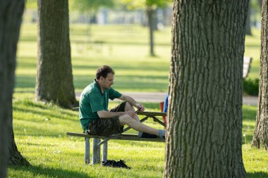 Harrison Township, Michigan - ABD - 05.29.2020: Corona Virüsü sırasında Michigan Metro Parkı etkinliği.