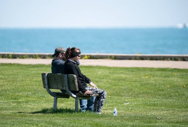 Harrison Township, Michigan / ABD - 13 Mayıs 2020: Corona Virüsü sırasında Michigan Metro Parkı etkinliği.