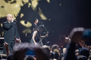 Detroit, Michigan, ABD - 03.05.2019: Özel konuk Three Days Grace ile Little Caesar 's Arena' da canlı performans
