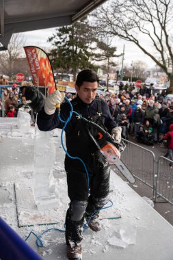 Plymouth, Michigan, ABD - 01.12.2020: Plymouth Buz Festivali 2020.